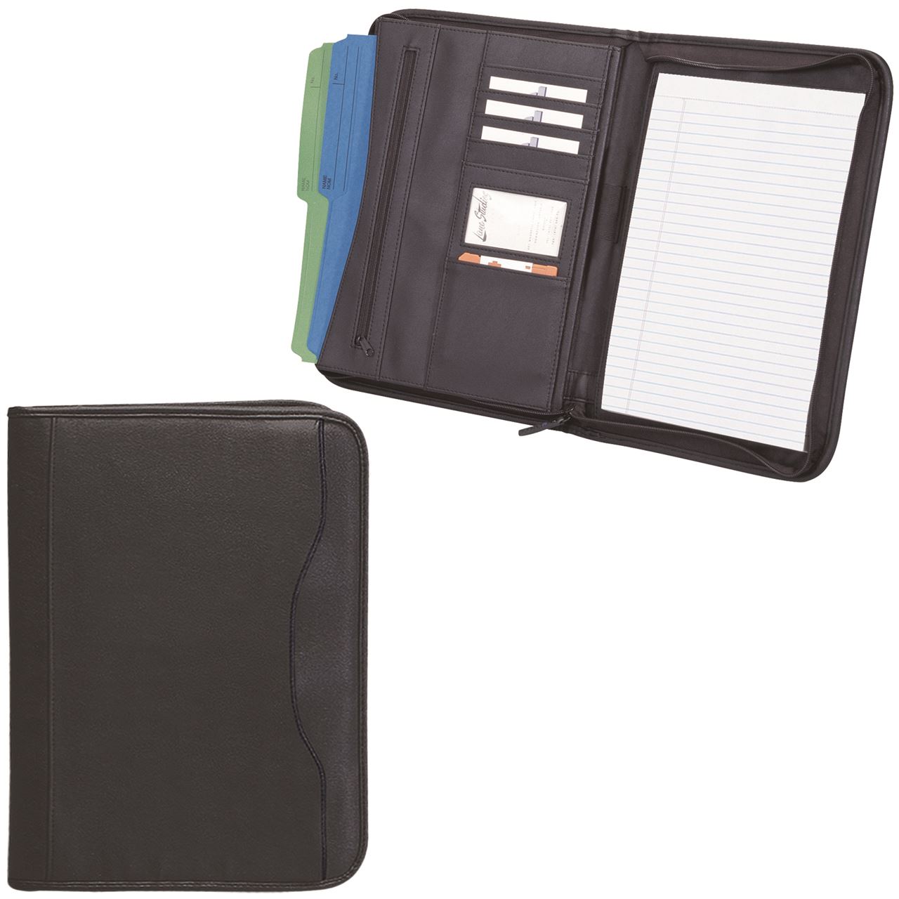 Zippered Notepad Portfolio W/ File Pockets Entripy