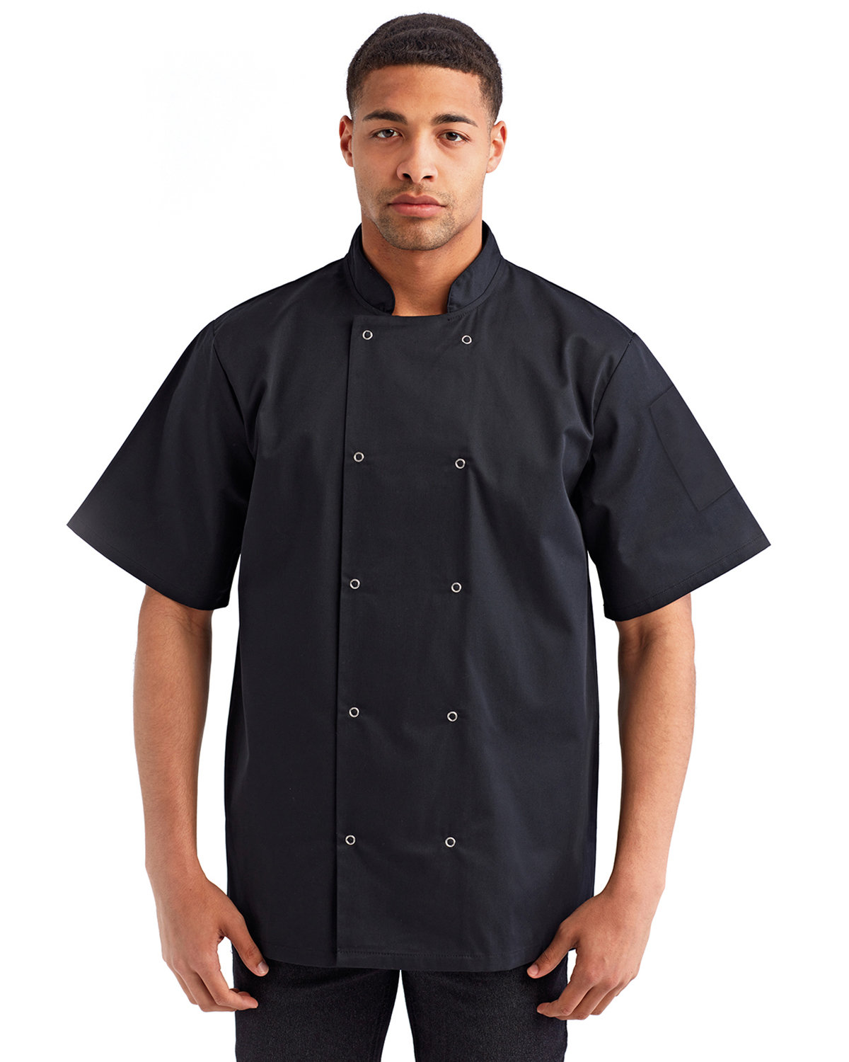 Picture of Artisan Collection by Reprime Unisex Studded Front Short-Sleeve Chef's Jacket