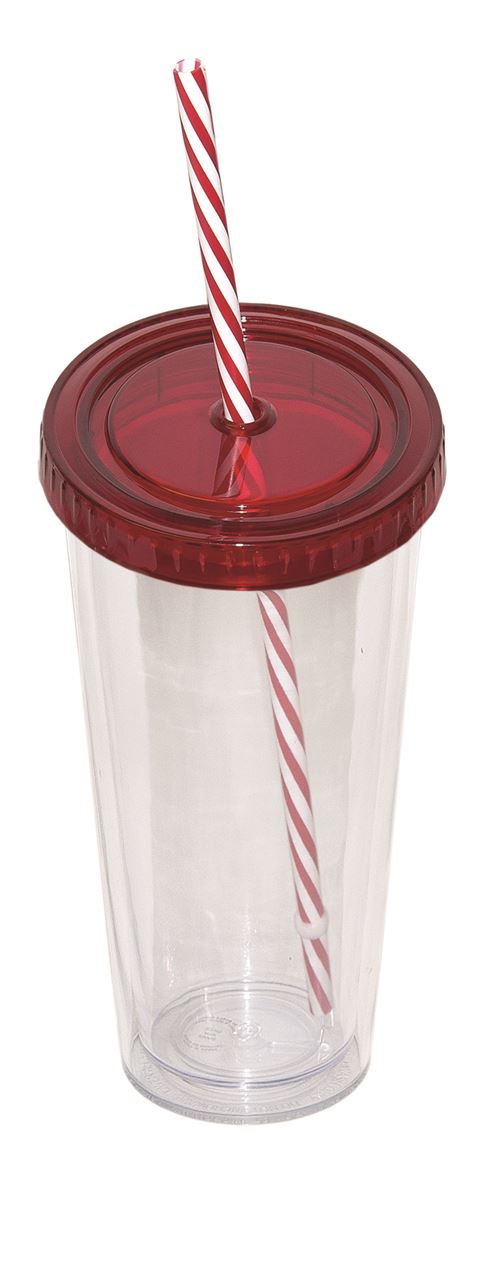 Picture of Double Walled Tumbler With Pattern Colour Straw