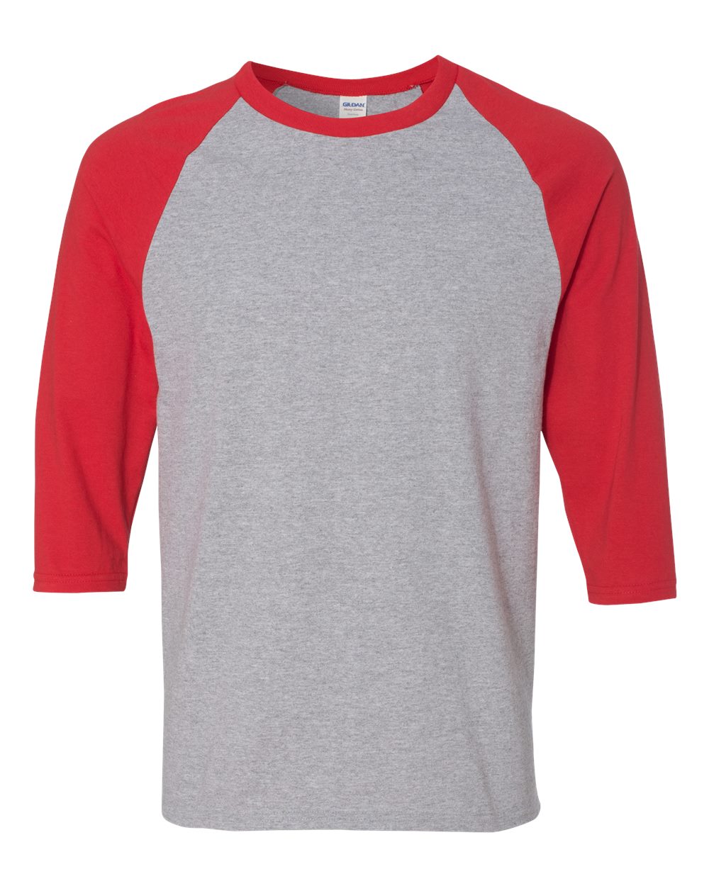 red and grey raglan shirt